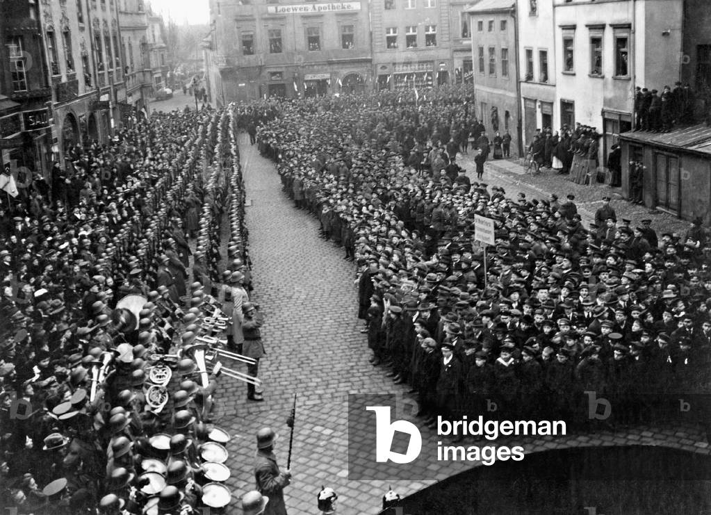 Withdrawal of German troops from Upper Silesia, 1920 (b/w photo)