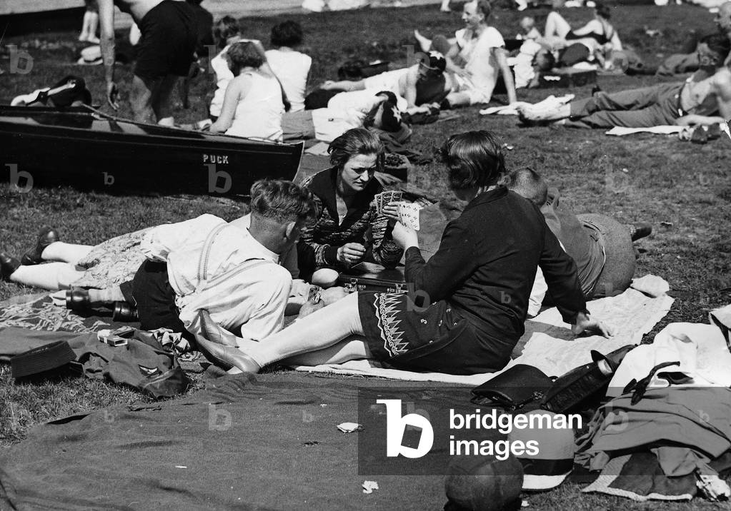 Sunbathing (b/w photo)