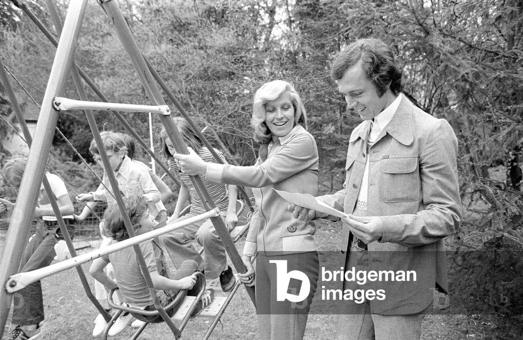 The Beckenbauer family, 1974 (b/w photo)