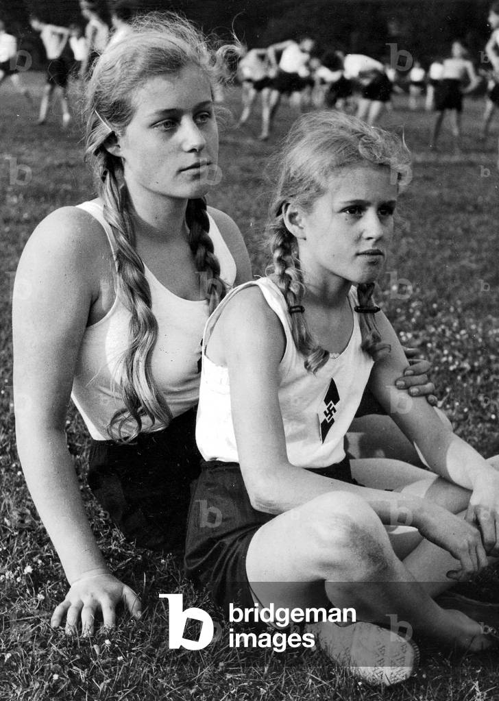 BDM girls on a sports festival (b/w photo)