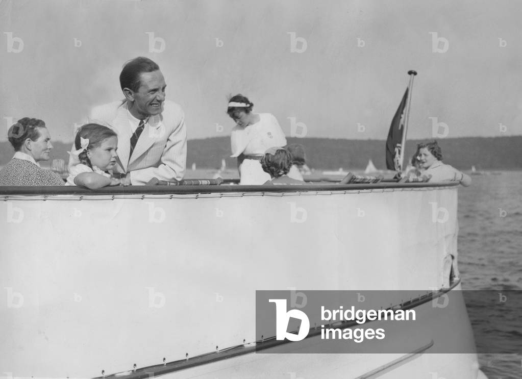 Joseph Goebbels on Board His Ship 'Baldur,' 1936 (b/w photo)