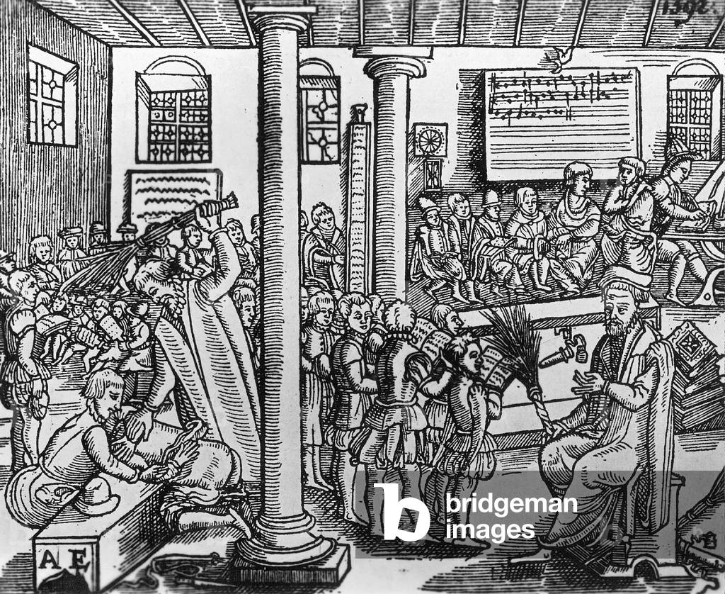 School in the 16th Century (b/w photo)