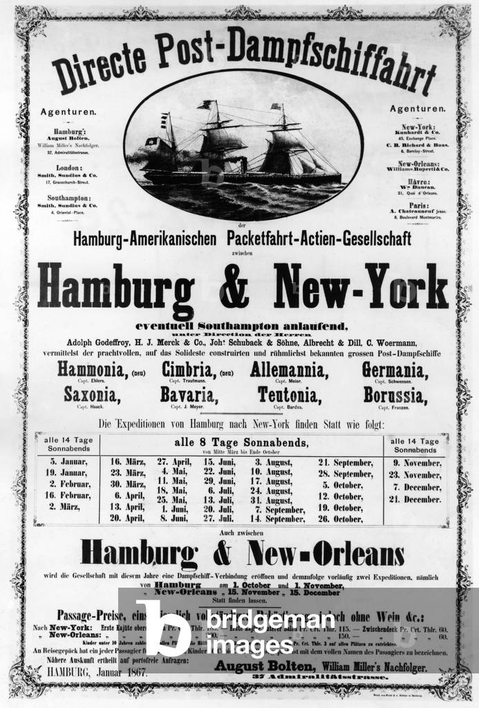 HAPAG poster, circa 1870