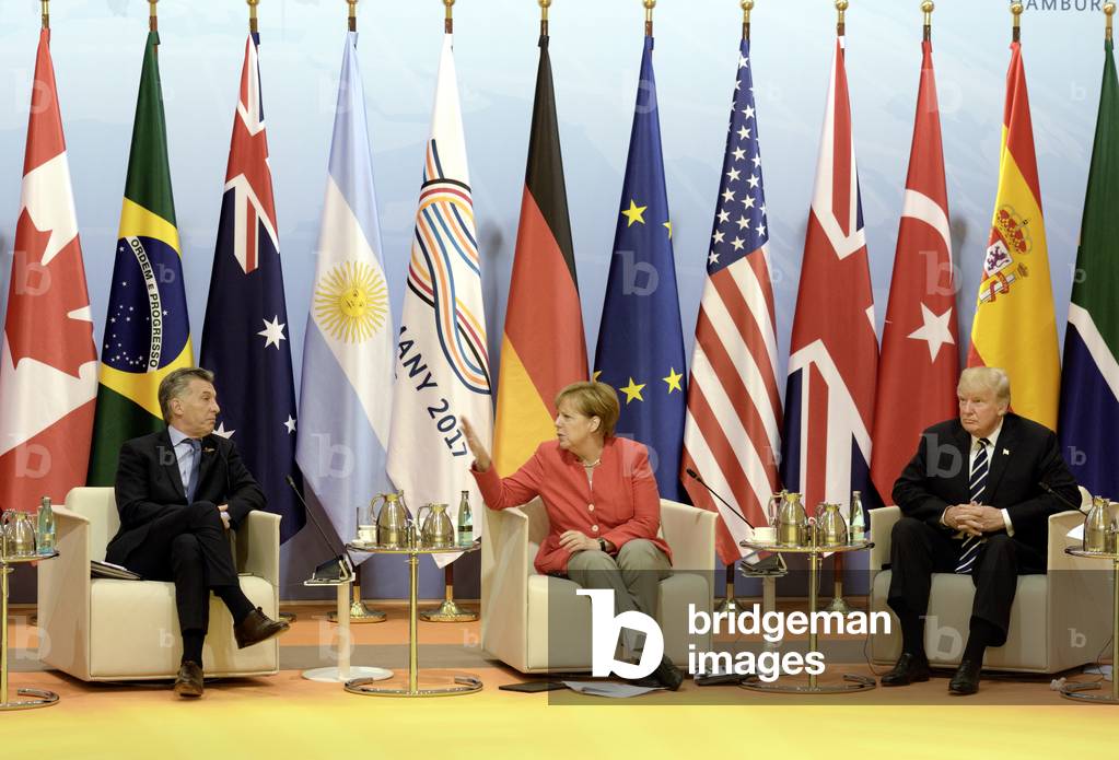 Mauricio Macri, Angela Merkel and Donald Trump, G20 Meeting in Hamburg, 7 July 2017 (photo)
