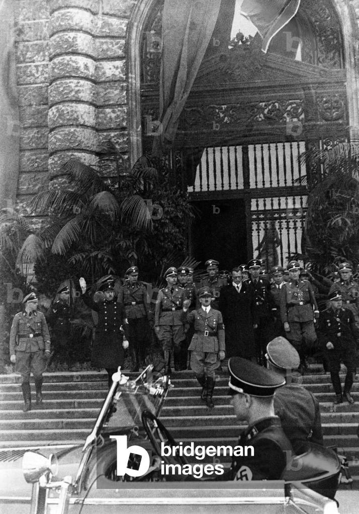 Adolf Hitler during the annexation of Austria to the German Reich, 1938 (b/w photo)