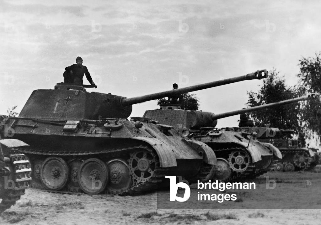 German Panzer IV Panther Tanks, 1944 (b/w photo)