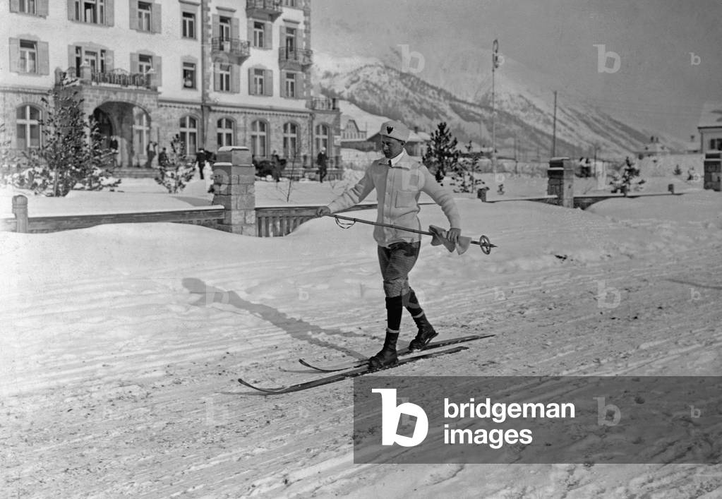 Crown Prince Wilhelm of Prussia doing winter sports in Celerina (Engadine), 1912