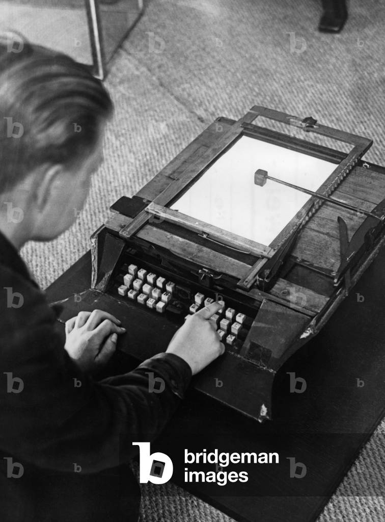 German typewriter, c.1890 (b/w photo)