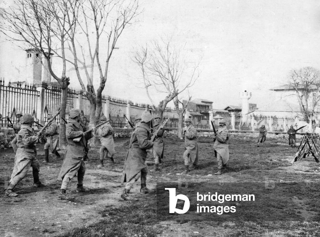 Training of Turkish troops in the First World War, 1916 (b/w photo)