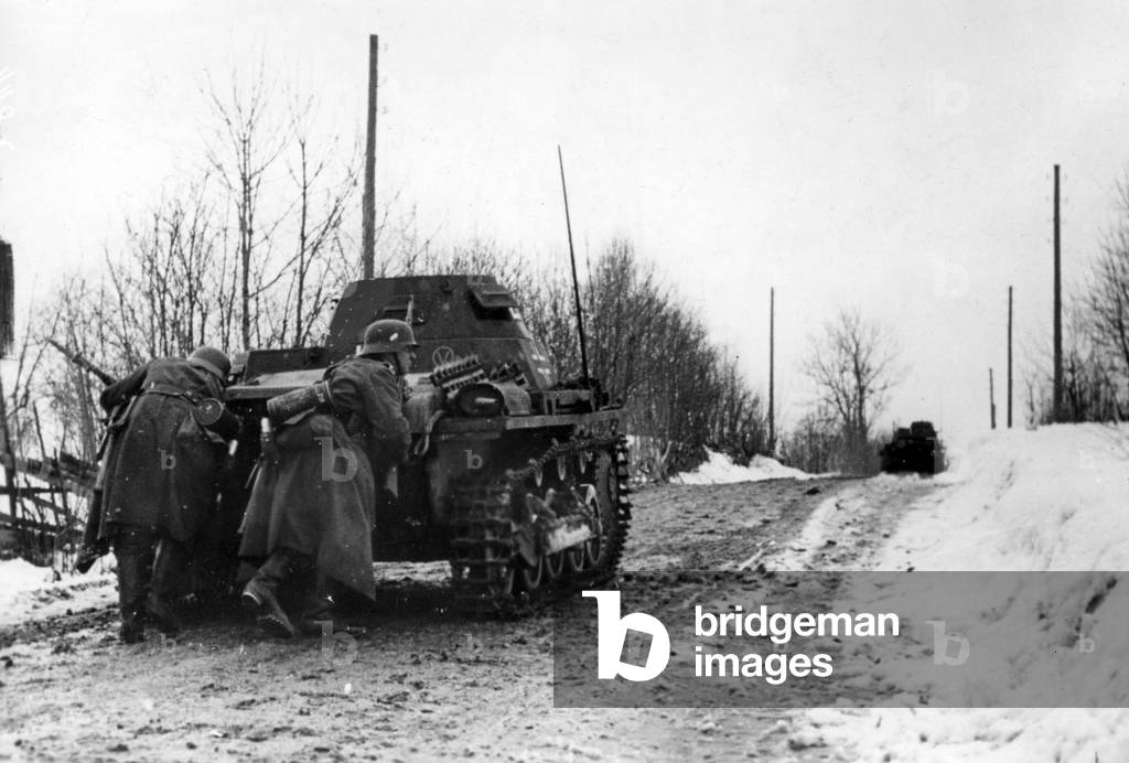 German tank in Norway, 1940 (b/w photo)