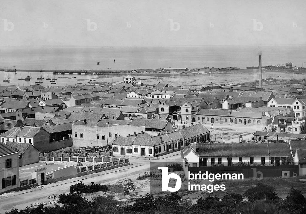 View over Tapautau near Quingdao, 1907 (b/w photo)