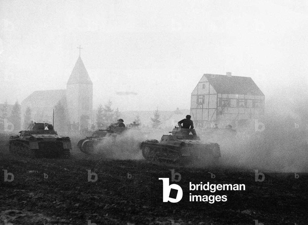 Tanks of the Wehrmacht during an exercise, 1935 (b/w photo)