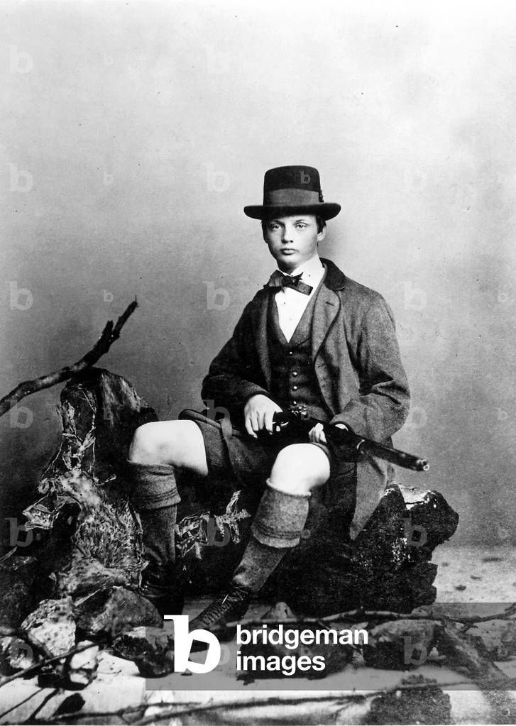 Youth portrait of King Ludwig III of Bavaria (b/w photo)