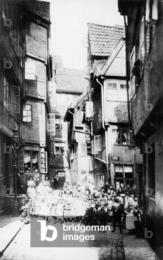 Old town in Hamburg (b/w photo)