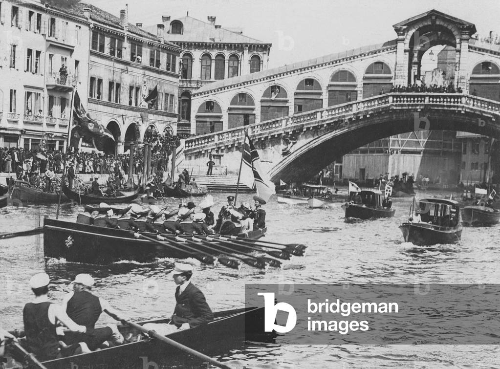 Emperor Wilhelm II on the Grand Canal in Venice, 1909 (b/w photo)