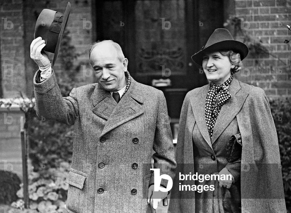 Edvard Benes and his wife, 1938 (b/w photo)