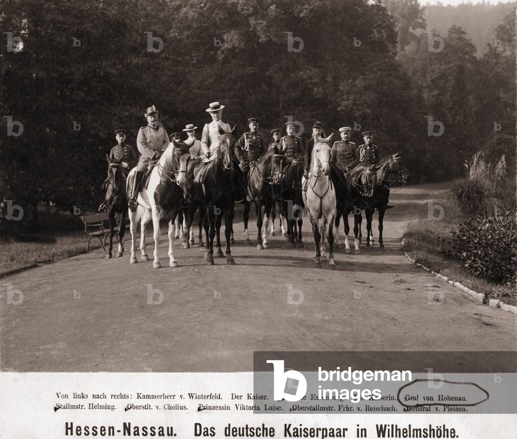 Wilhelm II after a ride, 1900 (b/w photo)