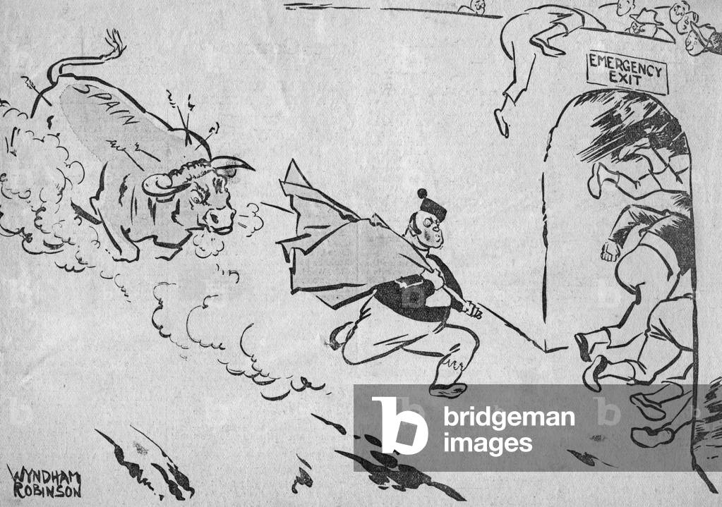 Caricature of the Spanish Civil War by Wyndham Robinson, 1936