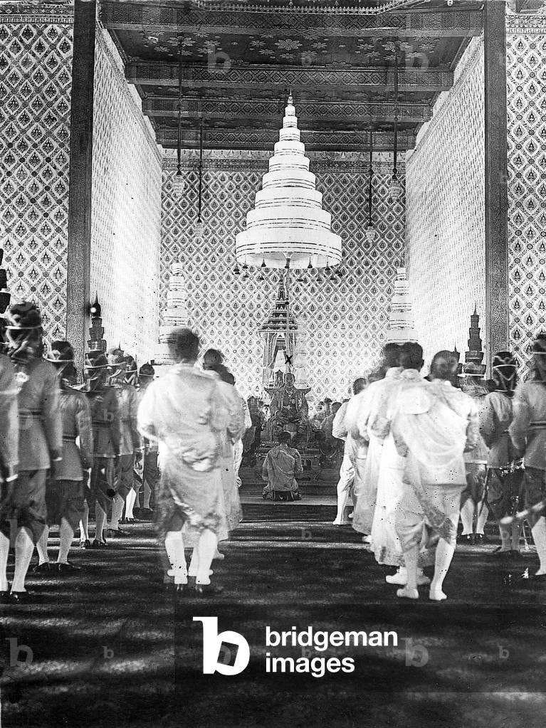 Coronation of King Vajiravudh in Bangkok, 1910 (b/w photo)