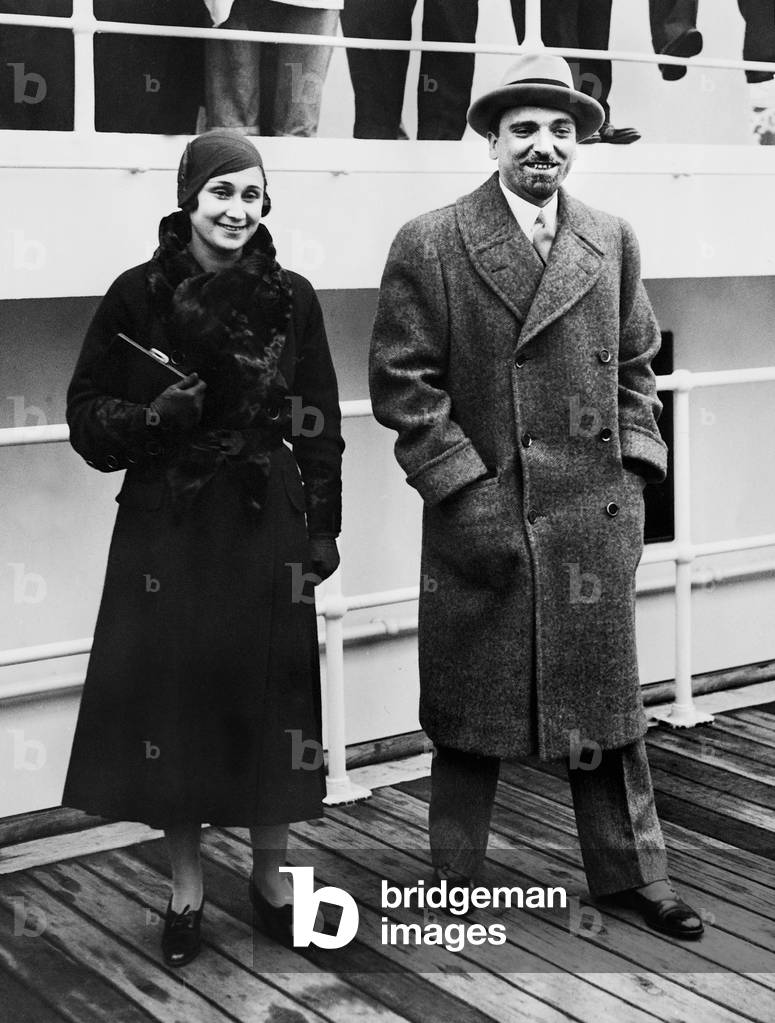 Dino Grandi and his wife in New York, 1931 (b/w photo)