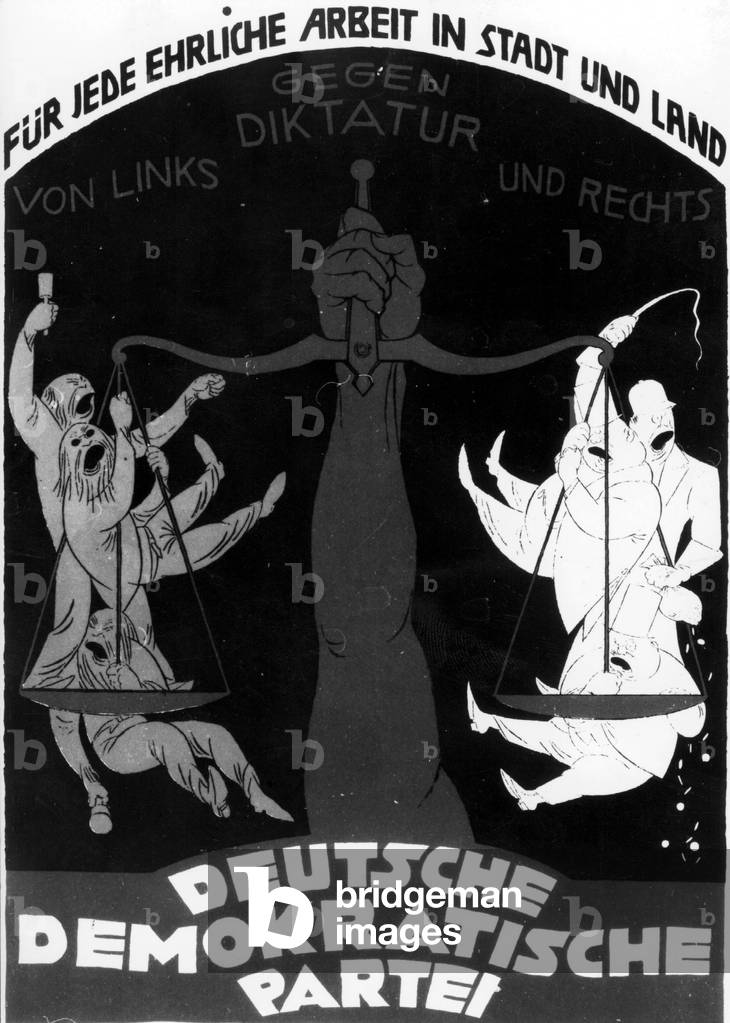 Election poster of the DDP, 1920 (b/w photo)