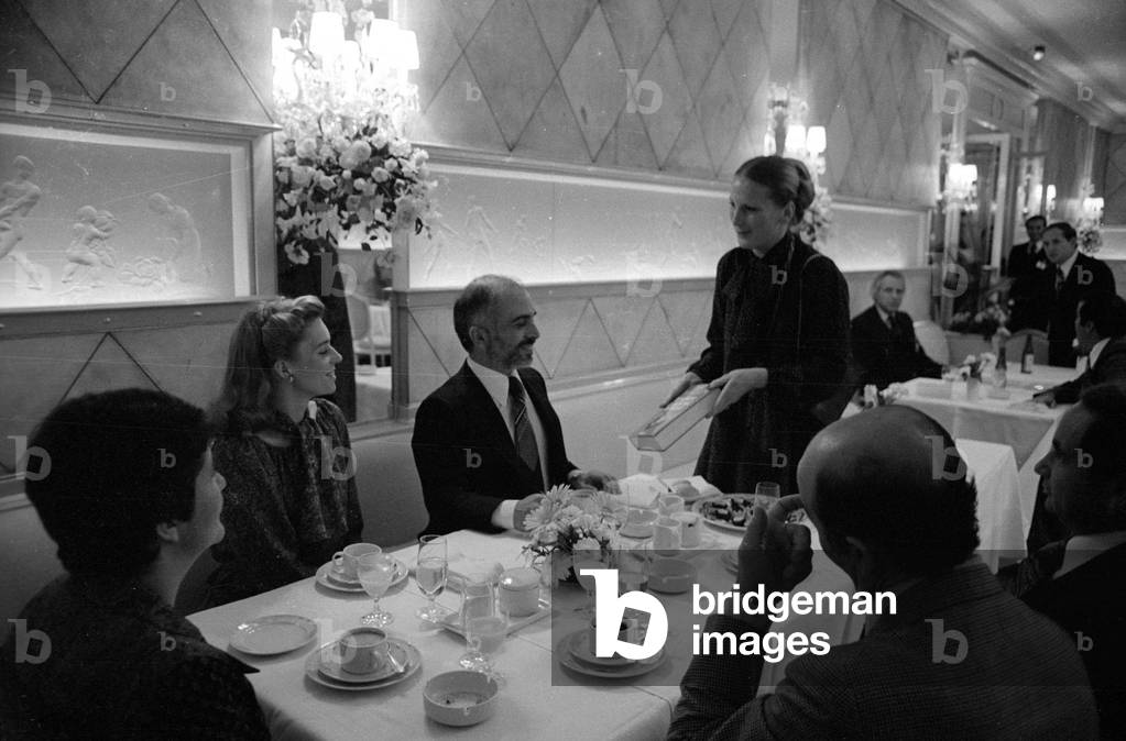 The Jordanian royal couple in Munich, 1978 (b/w photo)