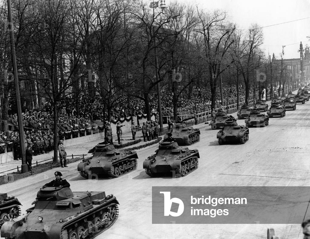 Parade on Hitler's birthday in Berlin, 1937 (b/w photo)