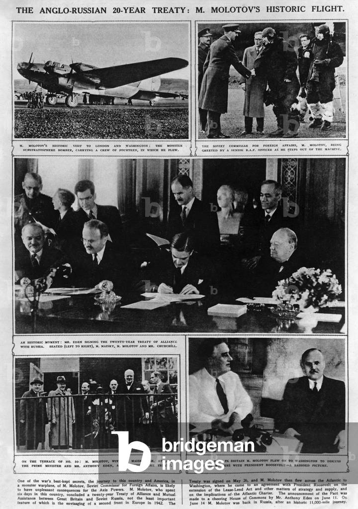 Vyacheslav Molotov in London (anti-Hitler coalition), 1942 (b/w photo)