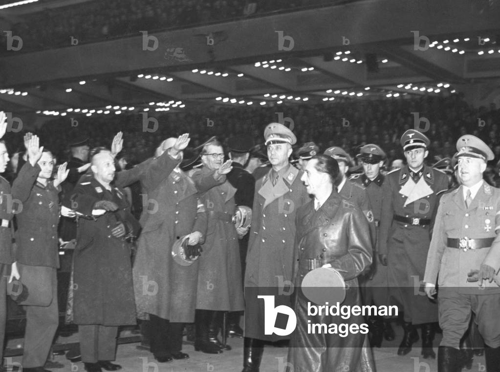 Joseph Goebbels in the Sportpalast in Berlin, 1942