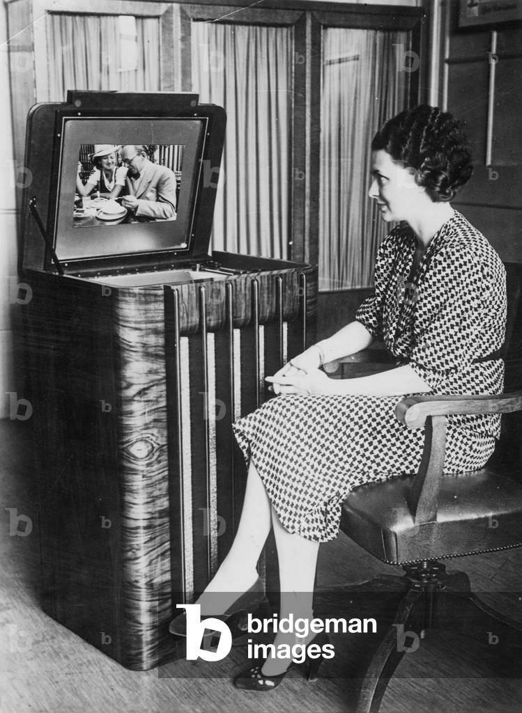 Television at home (b/w photo)
