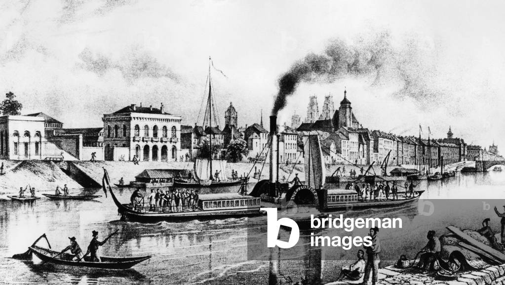 Paddle steamer on the Loire, 1840
