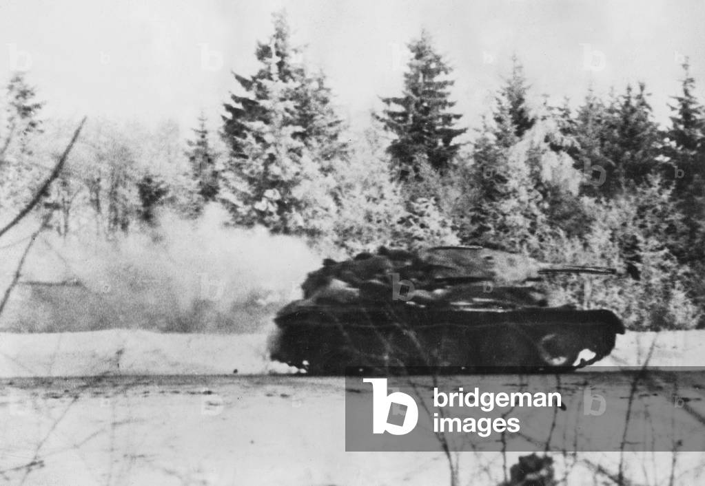 Fleeing Soviet tank, 1941 (b/w photo)