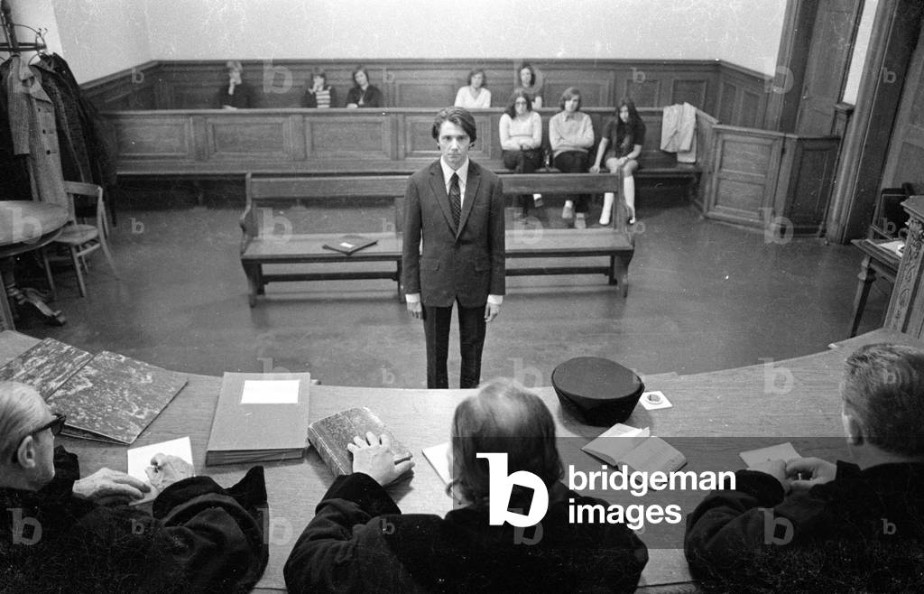 Court scene, 1971 (b/w photo)