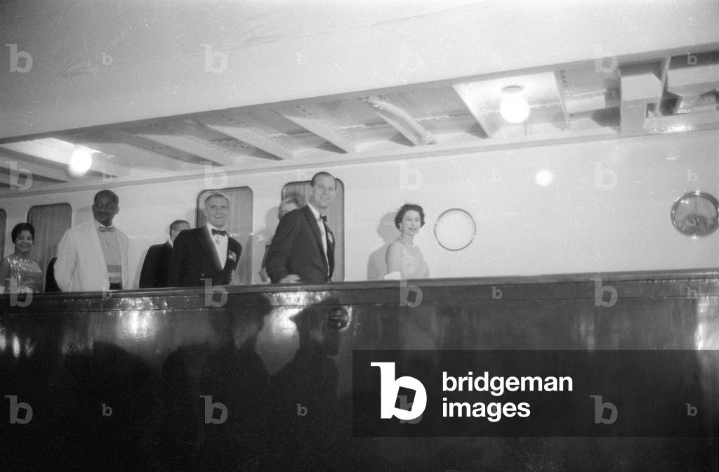 Queen Elizabeth II in Antigua, 1966 (b/w photo)