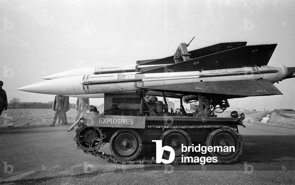 FlaRak (Air Defence Missile) group in Delmenhorst, around 1970 (b/w photo)