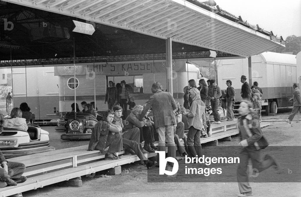 Bumper car in Hesse, 1974 (b/w photo)