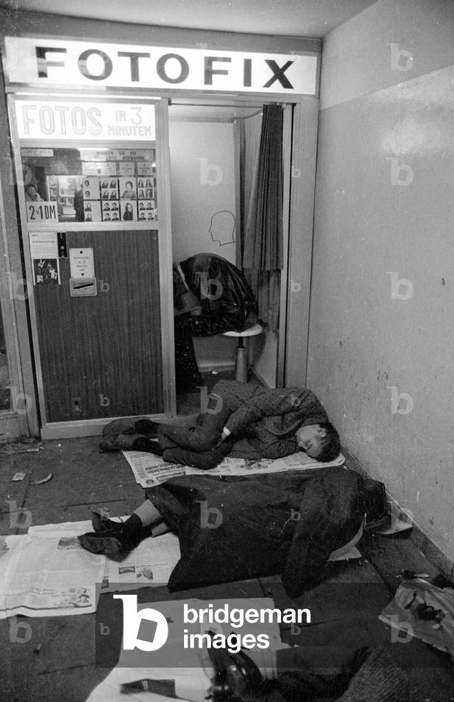 Homelessness in Munich, 1971 (b/w photo)