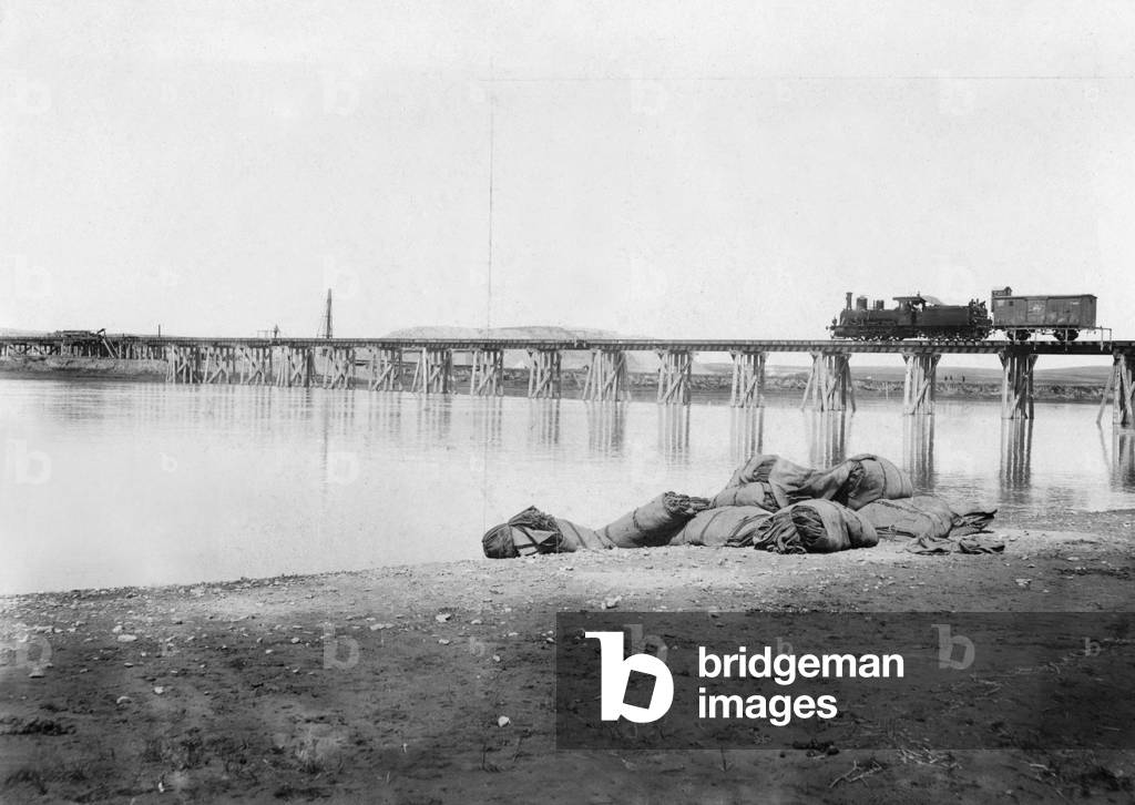 The Baghdad Railway at Jerablus, Syria, 1913 (b/w photo)