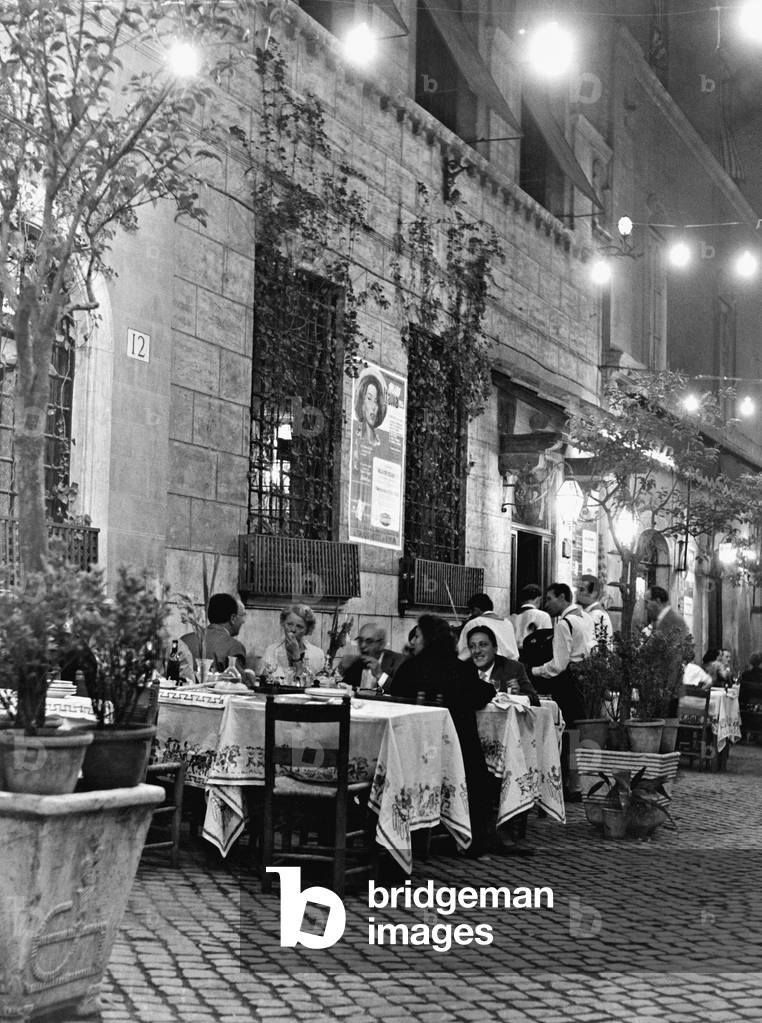 Gastronomy in Trastevere, 1964 (b/w photo)
