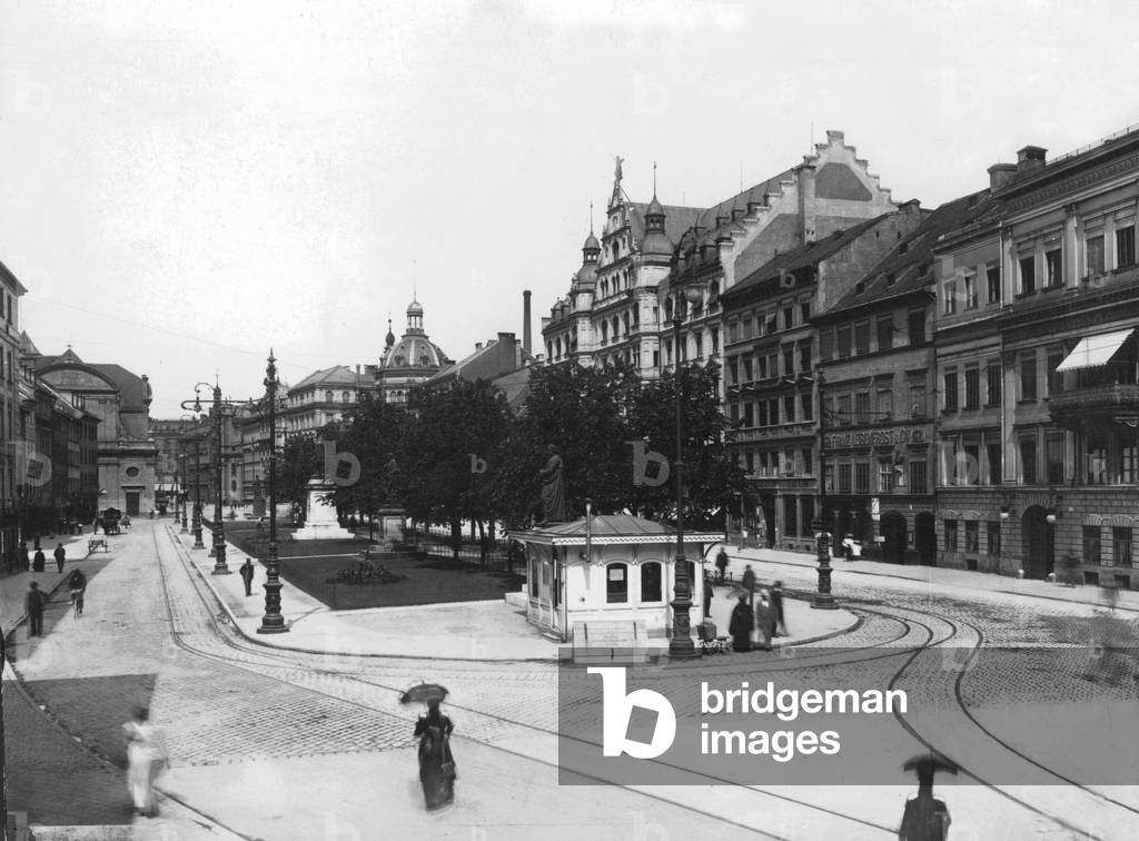 Historic Munich: Promenadeplatz in Munich (b/w photo)