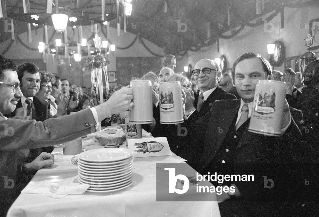 Starkbierfest (Strong Beer Festival) in Munich, 1974 (b/w photo)