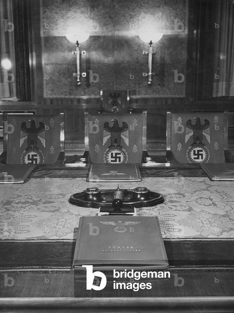 Cabinet assembly hall in the New Reich Chancellery, 1939 (b/w photo)