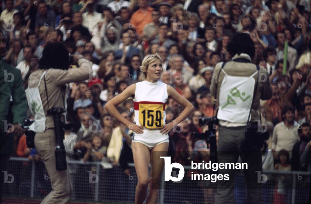 Hildegard Falck at the Munich Olympics 1972 (b/w photo)