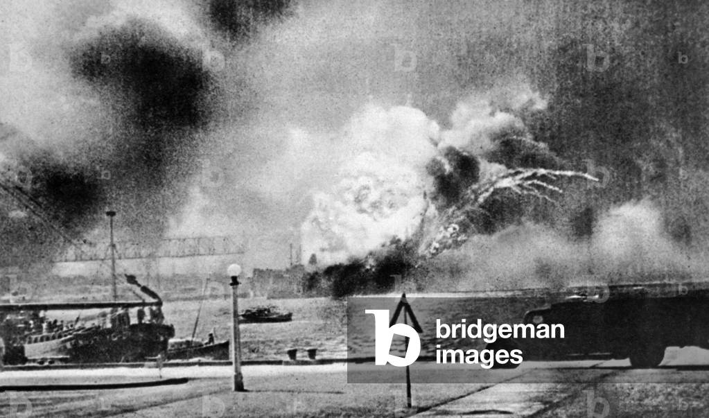 Japanese attack on Pearl Harbor, 1941 (b/w photo)