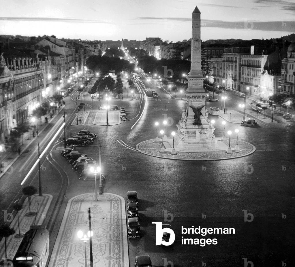 Lisbon in the evening, 1937 (b/w photo)