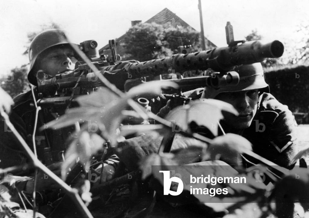 German machine gun position in Belgium, 1940