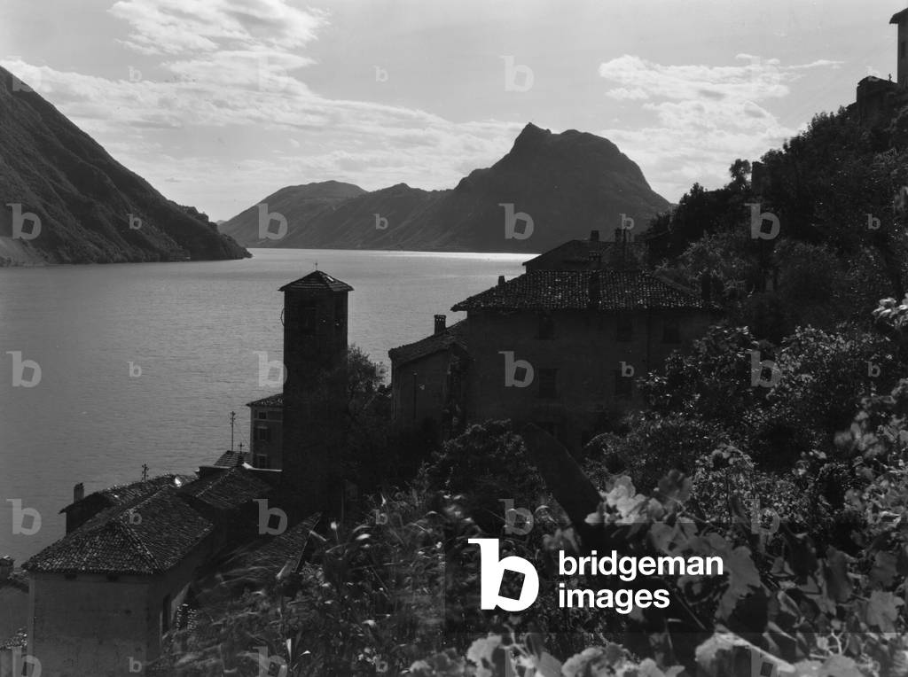 Gandria on Lake Lugano (b/w photo)