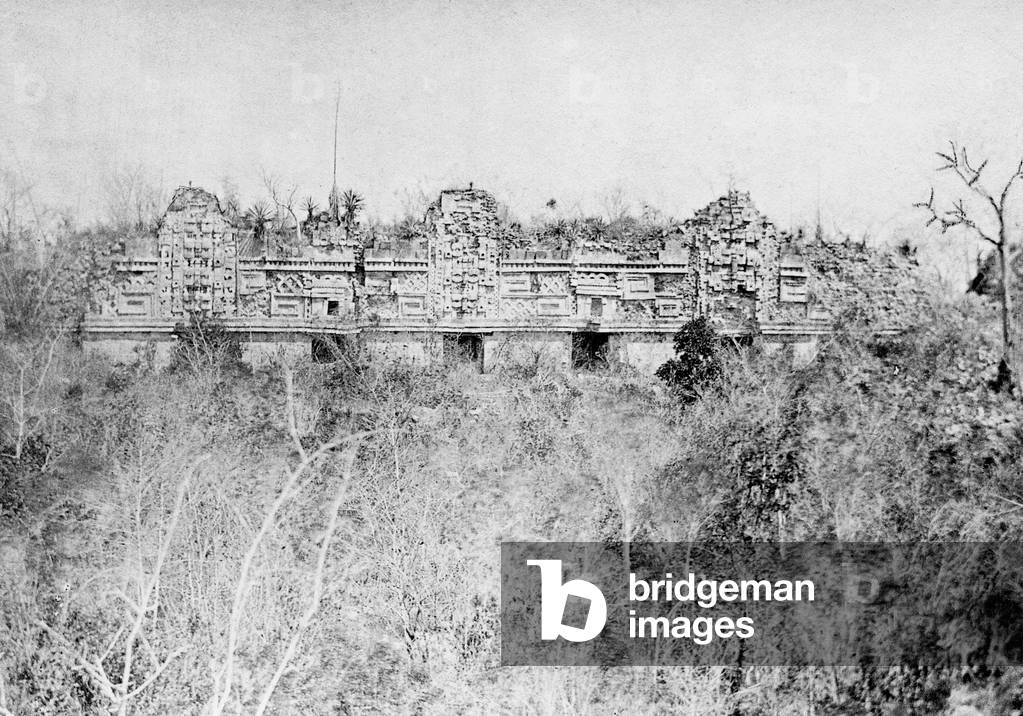 Maya ruin in Uxmal, 1924 (b/w photo)