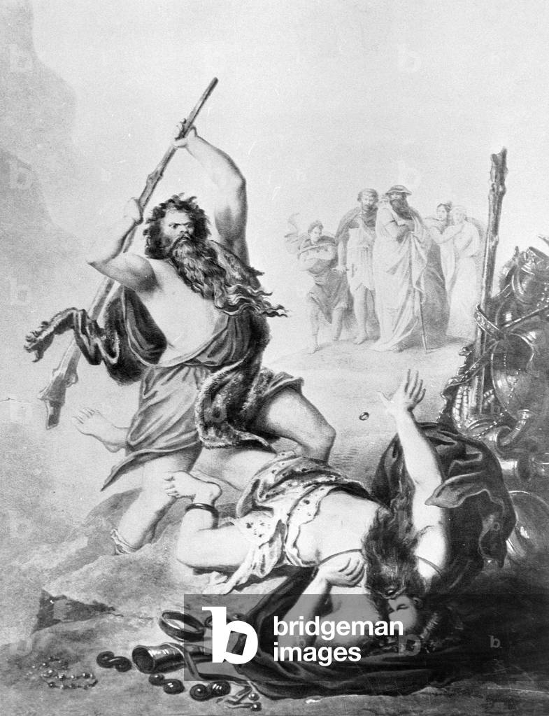 Nibelungen scene by Richard Wagner (b/w photo)