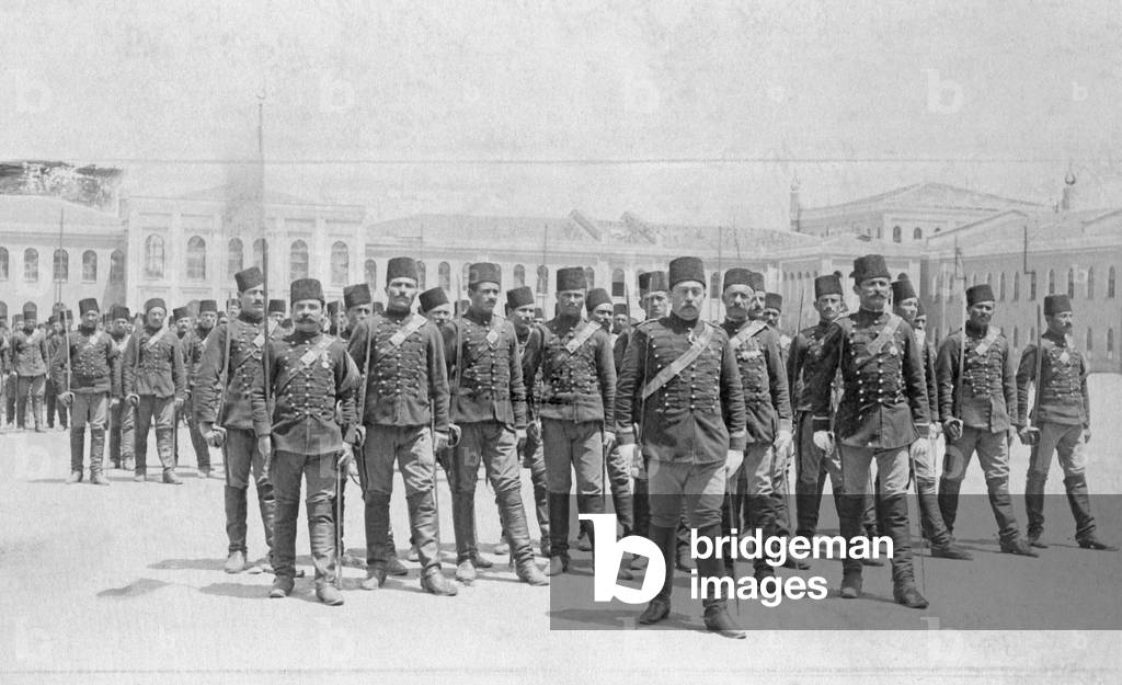 Palace Guard of the Sultan, 1909 (b/w photo)
